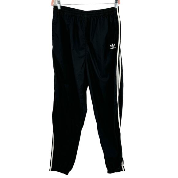 Vintage 90s Adidas Windbreaker Pants Black White L Retro Classic Jogger - Picture 1 of 13